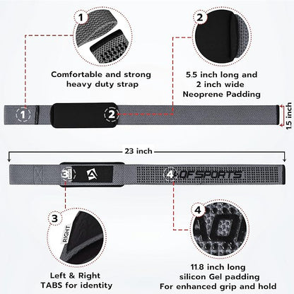 Lifting Wrist Straps for Weightlifting, Powerlifting & Deadlifts – 23” Neoprene Padded Cotton Straps for Strength Training & Gym Workouts - Maximum Grip Support for Men & Women