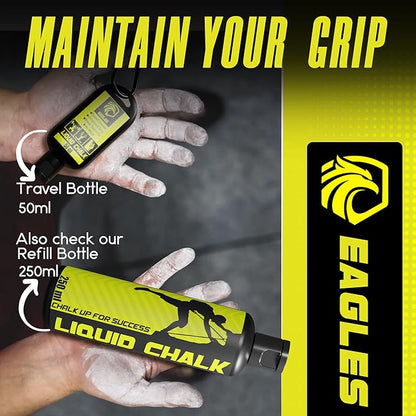 EAGLES Pro Grade Liquid Chalk 50, 120 or 280ml Mess-Free Chalk for Weightlifting, Gymnastics Rock Climbing, Dancing, Pole Grip, Sports & Workout Chalk - Sweat-Resistant and Long Lasting