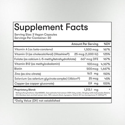 Wellbel Women + Clean Supplement for Hair, Skin, and Nails, Vegan, Gluten Free, Non GMO 90 Count - 3 Pack