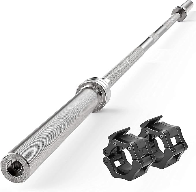 SereneLife Olympic Chrome Barbell Steel Bar 7-Foot Weight 2 plastic