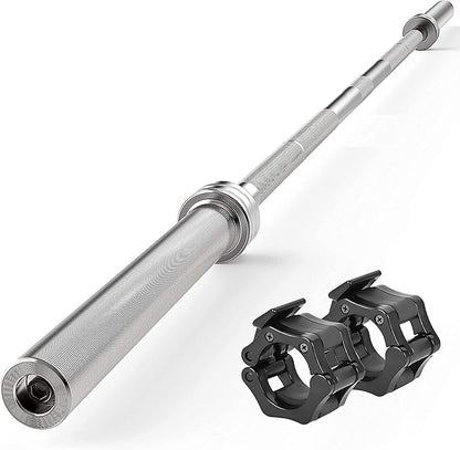 SereneLife Olympic Chrome Barbell Steel Bar 7-Foot Weight 2 plastic