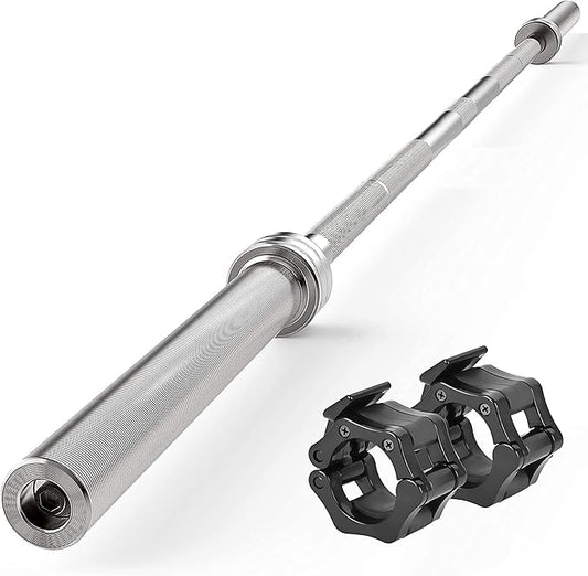 SereneLife Olympic Chrome Barbell Steel Bar 7-Foot Weight 2 plastic