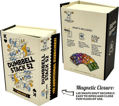 Dumbbell Exercise Cards. Dumbbell Workout Playing Card Game. Video Instructions Included. Perfect for Training with Adjustable Dumbbell Free Weight Sets and Home Gym Fitness. (2019 Mega Pack)