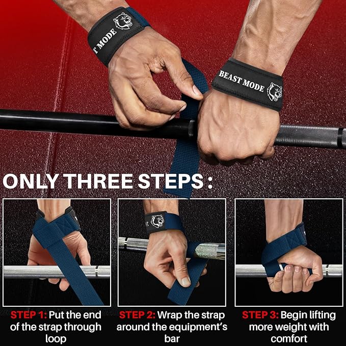 TECEUM Wrist Lifting Straps with Neoprene Padding Support – Heavy Duty Wrist Workout Straps For Men and Women – Ideal for Powerlifting, Strength Training, Bodybuilding