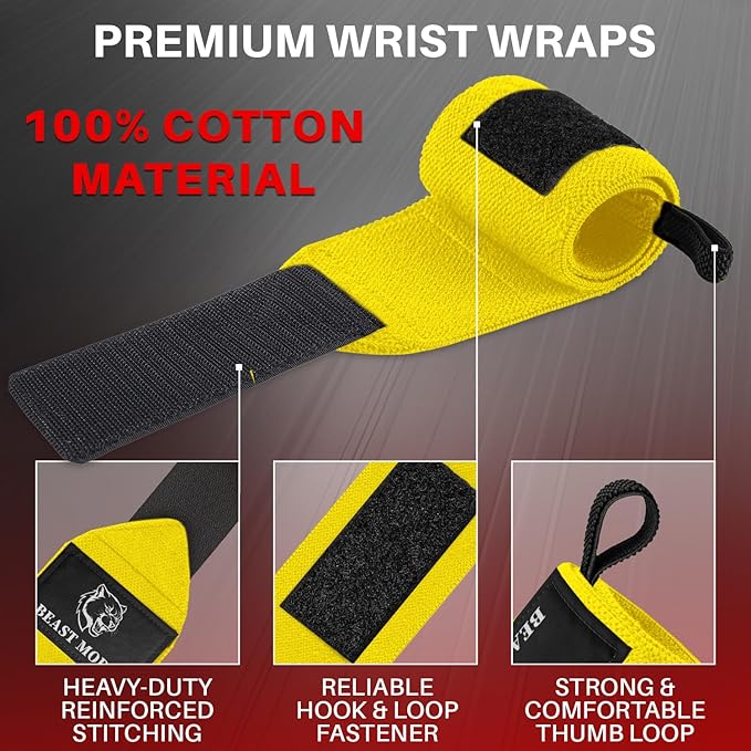 TECEUM Weightlifting 18" & 12" Wrist Wraps with Thumb Loop – Heavy Duty Wrist Workout Braces for Men and Women – Ideal for Powerlifting, Strength Training, Bodybuilding