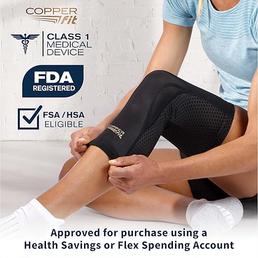 Copper Fit Recovery Knee Compression Sleeve - Breathable, Second Skin Feel - Arthritis, Joint Pain, Circulation - For Men and Women (Medium)