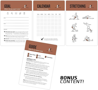 NewMe Fitness Barbell Workout Cards, Instructional Fitness Deck for Women & Men, Beginner Fitness Guide to Training Exercises at Home or Gym 3.5"x5"
