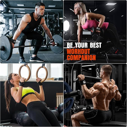 Lifting Wrist Straps for Weightlifting, Double Layer Leather for Weight Lifting Wrist Wraps, Deadlifts, Heavy Powerlifting and Adjustable Wrist Hooks for Strength Training, Gym Workouts Men/Women