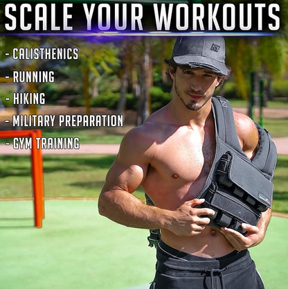 Weighted Vest 6lb, 10lb, 12lb, 25lb, 35lb, 45lb, 60lb Removable Iron Weights for Men and Women Workout for Calisthenics and Fitness Sport Training