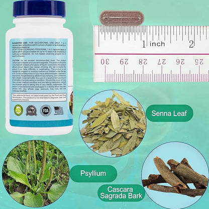 15 Day Gut Cleanse - Gut and Colon Support, 15 Day Advanced Bowel Cleanse with Senna, Cascara Sagrada & Psyllium Husk (30 Capsules)