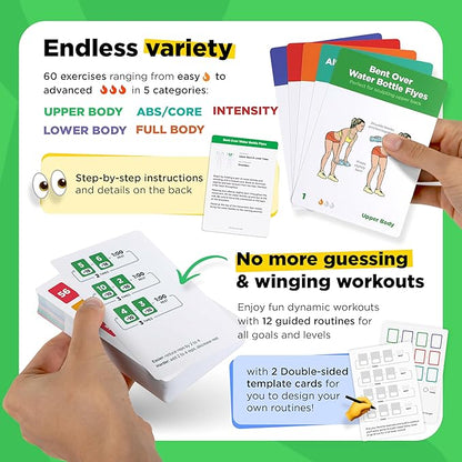 Exercise Cards: Bodyweight – Premium Home & Gym 60 Exercises 12 No