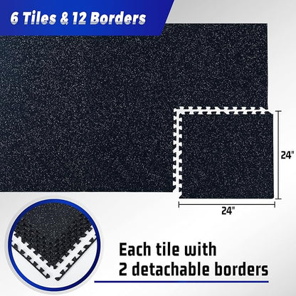 SUPERJARE 0.79 Inch Gym Flooring for Home Gym 6 Tiles