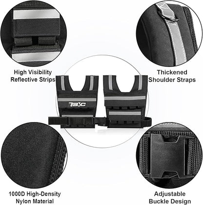 Adjustable Weighted Vest Men 19lbs/ 30lbs/ 40lbs Weights with Reflective Stripe, Weight Vest Woman Workout Vest for Crossfit, Calisthenics, Running & Walking.