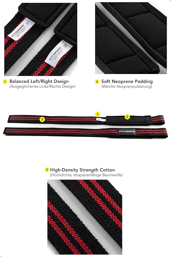 Fitgriff® Lifting Wrist Straps for Weightlifting, Gym, Deadlift, Workout (Made of Premium Cotton & Padded) - Men & Women