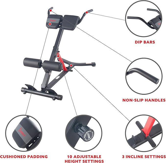 Sunny Health & Fitness Foldable Hyperextension Roman Chair