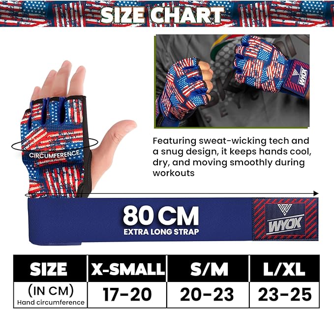 WYOX Gel Boxing Hand Wraps Inner Gloves for Men & Women, 80cm Quick Wrist Straps, Padded Knuckle Protection for Muay Thai Kickboxing, Hand Wraps for Boxing & Martial Arts