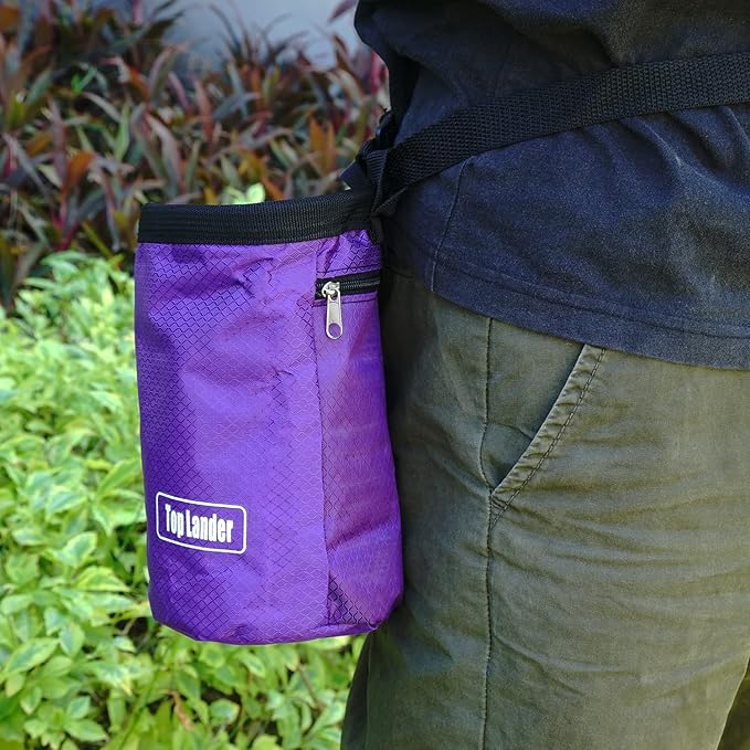 Rock Climbing Chalk Bag with Belt and Zipper Pocket for Fitness Gym Weight Lifting Hunting Bouldering Magnesium Sack