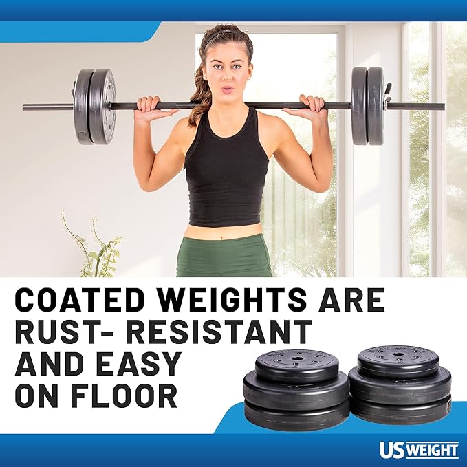 US Weight Duracast 55 lb. Barbell Weight Set