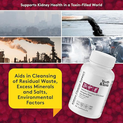 Youth & Tonic Diuretic Full Body Cleanse Detox Pills for Bloating, Puffiness and Swelling, System Flush for Colon, Kidney and Liver Detoxing, 30 Day Supply with Green Tea, Senna, Dandelion, Cranberry