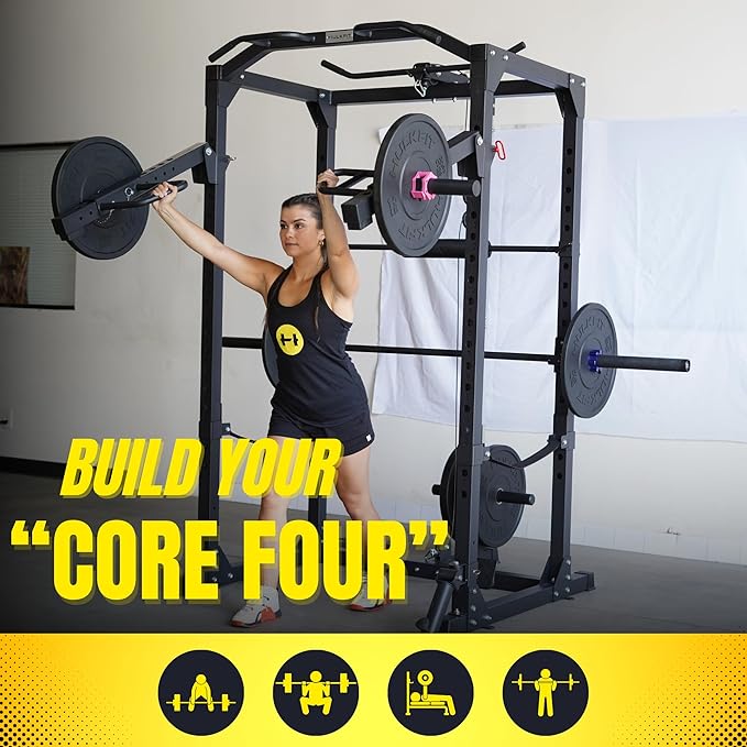 HulkFit 2.3-inch x 2.3-inch Pro Series Power Cage Squat Rack Attachments Accessories for Home Gym Strength Training Exercise Equipment | Bench Press, Squats, and Deadlifts