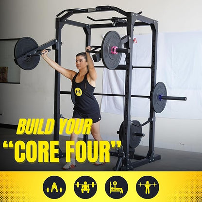 HulkFit 2.3-inch x 2.3-inch Pro Series Power Cage Squat Rack Attachments Accessories for Home Gym Strength Training Exercise Equipment | Bench Press, Squats, and Deadlifts