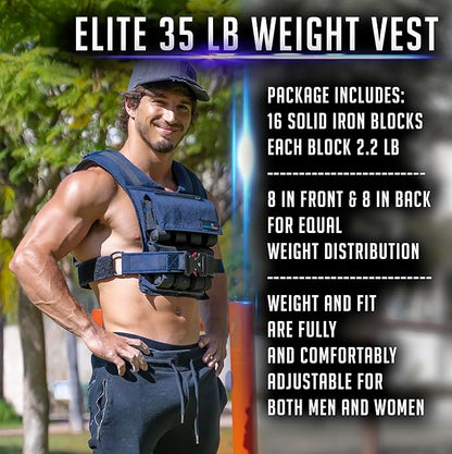 Weighted Vest 6lb, 10lb, 12lb, 25lb, 35lb, 45lb, 60lb Removable Iron Weights for Men and Women Workout for Calisthenics and Fitness Sport Training