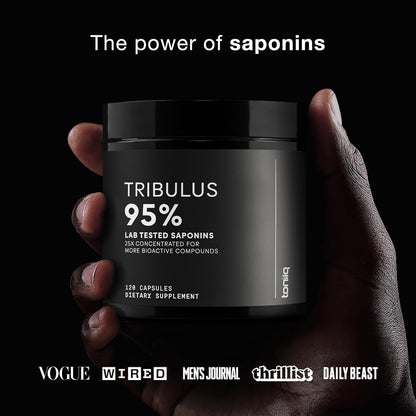 Tribulus Terrestris for Men - Ultra High Potency 25:1 Extract with 95% Saponins - 1300mg Pure & Concentrated Formula - Third-Party Lab Tested for Purity & Quality - 120 Capsules