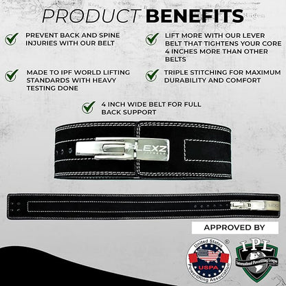 Flexz Fitness Lever Weight Lifting Belt Leather - 10MM 13MM 13MM Powerlifting