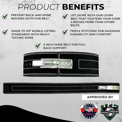 Flexz Fitness Lever Weight Lifting Belt Leather - 10MM 13MM 13MM Powerlifting