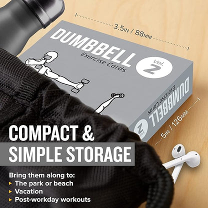 NewMe Fitness Dumbbell Workout Cards, Instructional Fitness Deck for Women & Men, Beginner Fitness Guide to Training Exercises at Home or Gym (Dumbbell, Vol 2)