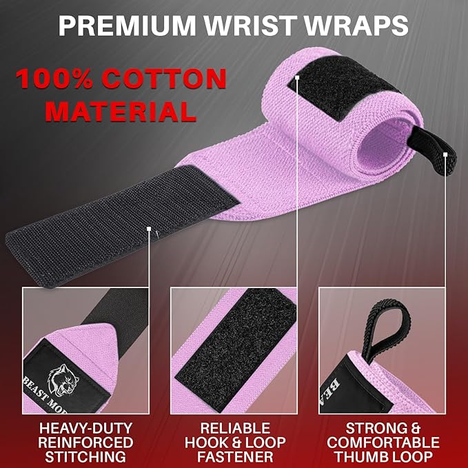 TECEUM Weightlifting 18" & 12" Wrist Wraps with Thumb Loop – Heavy Duty Wrist Workout Braces for Men and Women – Ideal for Powerlifting, Strength Training, Bodybuilding