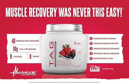 Metabolic Nutrition, TAG, Trans Alanyl Glutamine, 100% L-Glutamine Peptide Powder, Pre Intra Post Workout Supplement, 400 Grams (40 Servings) (Green Apple)