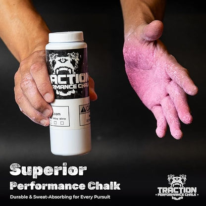 Traction Performance Colored Gym Chalk | Powder Chalk for Gymnastics, Rock Climbing, Weight Lifting & Workouts - Firm Grip Soft Chalk Lifting Powder in Vibrant Colors - Made in USA | 8 oz.