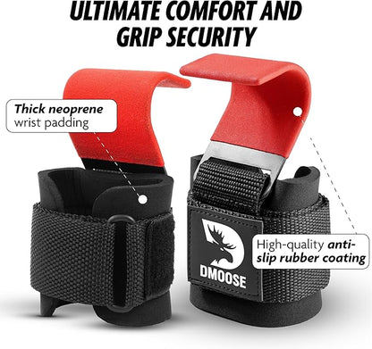 DMoose Fitness Weight Lifting Hooks for Men & 8 mm