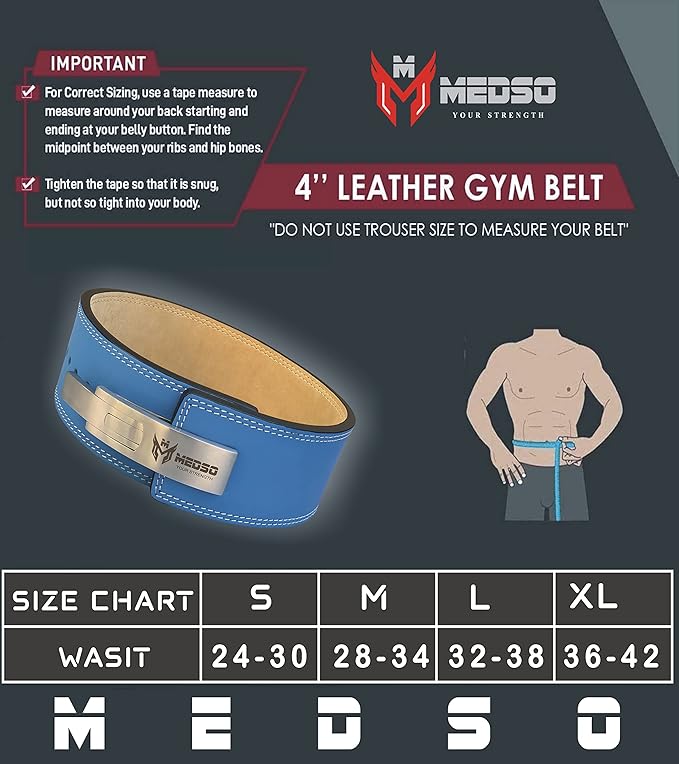 Weight Lifting 100% Pro Genuine Leather Lever Belt 10mm Thick 4” Wide