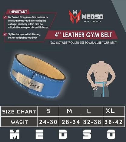 Weight Lifting 100% Pro Genuine Leather Lever Belt 10mm Thick 4” Wide