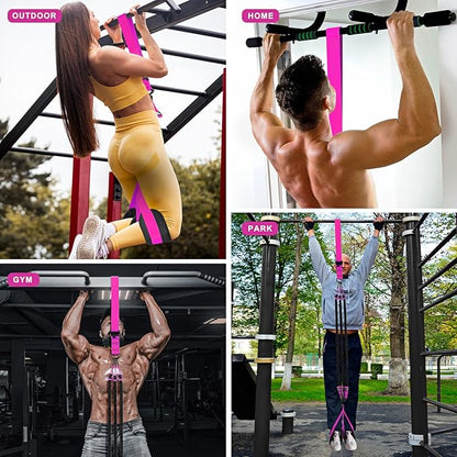 Pull Up Assistance Bands, Heavy Duty Resistance Band for Pull Up Bar, Adjustable Weight/Size with Fabric Feet/Knee Rest, Bands for Pull Up Assist for Strength Training, Pull Up Assist Band