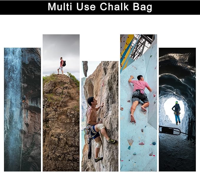 Rock Climbing Chalk Bag with Belt and Zipper Pocket for Fitness Gym Weight Lifting Hunting Bouldering Magnesium Sack