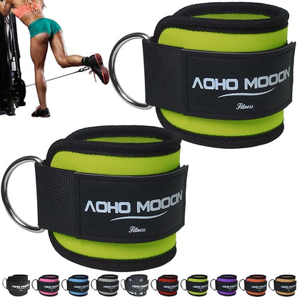 Comfortable Adjustable Padded Ankle Wrist Cuffs Neoprene Padded Straps D-Ring Glute Kickback for Cable Machine, Ideal for Glutes Exercises