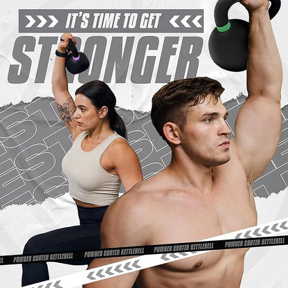 Yes4All Powder Coated Cast Iron Kettlebell Strength Training Kettlebells Weight Set for Full Body Workout, Home Gym