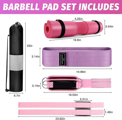 Gym Barbell Pad Set: Hip Thrusts Pad for Squats Weight Lifting Gym Equipment Accessories