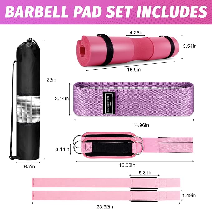 Gym Barbell Pad Set: Hip Thrusts Pad for Squats Weight Lifting Gym Equipment Accessories