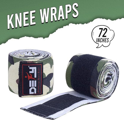 DEFY Sports' Knee Wraps for Weightlifting - Provides Knee Support for Powerlifting, Squats & Fitness Workouts