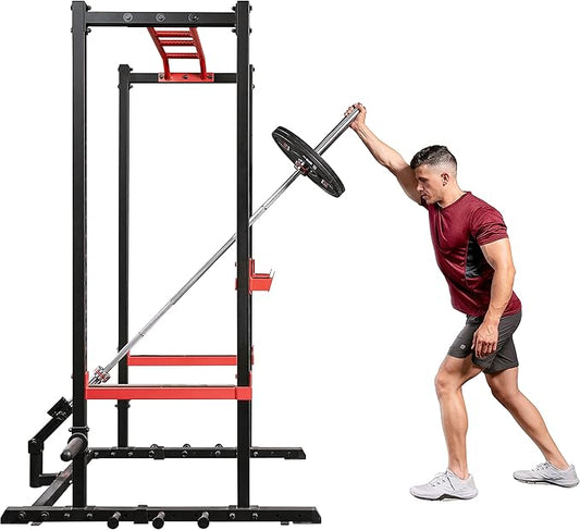 Sunny Health & Fitness Power Cage Squat Rack Upgrade Attachments, Dip Bar, Plate Bar Holder, Belt Squat, J Hook, Lat, Adapter, U Ring, Pull Up Bar, Landmine, Captain's Chair, Tricep Rope For Home Gym