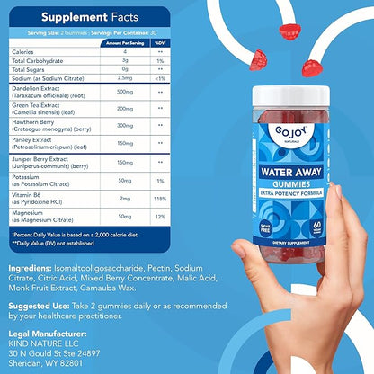 Water Away Gummies - Natural Diuretic for Water Retention for Women & Men