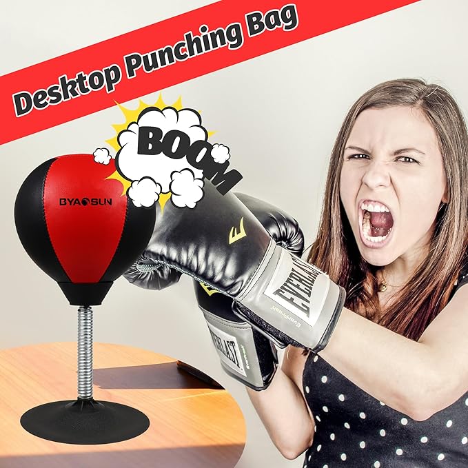 Desktop Punching Bag,Portable Strong Suction Cup Boxing Bag Speed Balls,for Home or Office Boxing Stress Relief Training,Fun Gift for Family or Boss or Coworker
