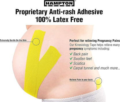 Hampton Adams | As Seen on Shark Tank | Elastic Kinesiology Tape (2-Pack) | Uncut Athletic Tape Supports & Protects Muscles Knees Shoulders & Plantar Fasciitis | Waterproof Hypoallergenic (Yellow)