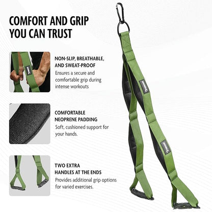 DMoose Tricep Rope Cable Attachment - Multi-Grip Gym Rope for Triceps, Back & Shoulders - Versatile Workout Tricep Pull Down Attachment for Muscle Isolation & Strength Training