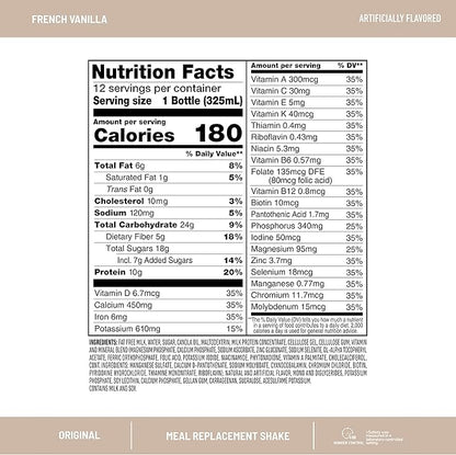 SlimFast Meal Replacement Shake, Original French Vanilla, 10g of Ready to Drink Protein, 11 Fl. Oz Bottle, 4 Count (Pack of 3) (Packaging May Vary)