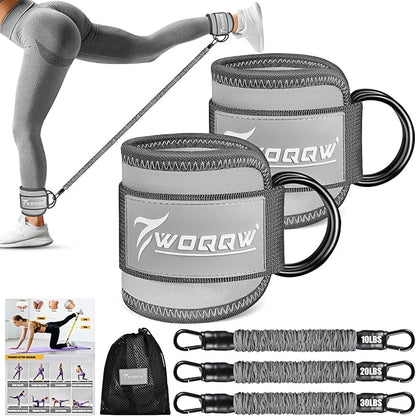 Ankle Resistance Bands with Cuffs, Ankle Bands for Working Out, Glutes Workout Equipment, Butt Exercise Equipment for Kickbacks Hip Fitness Training, Legs Resistance Bands for Women & Men